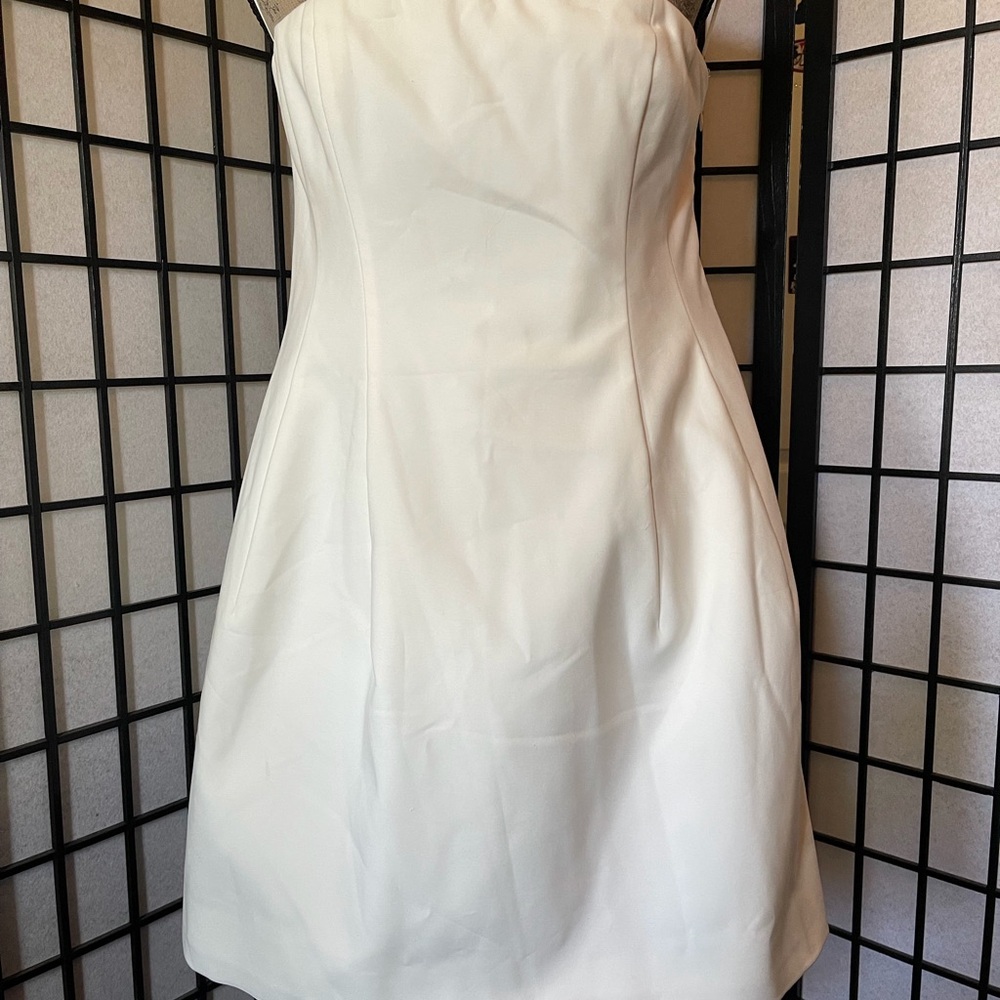 Jonathan Simkhai Strapless White A-Line Dress